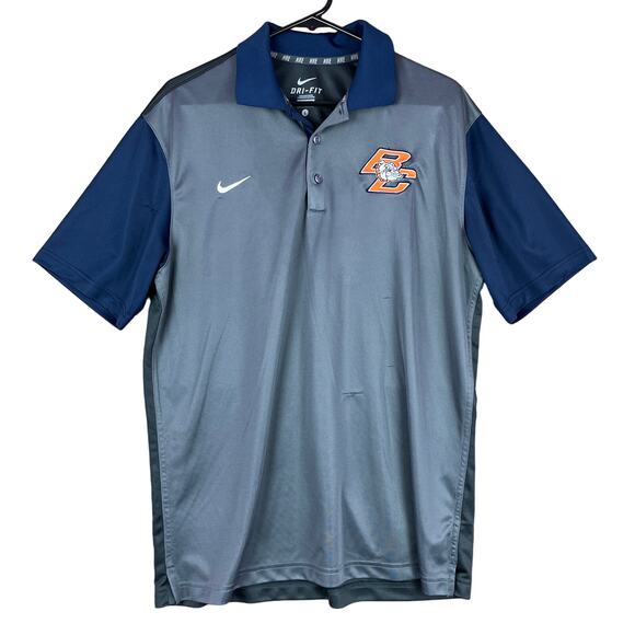 Nike Mens Shirt Gray Blue Polo Comfort Dri Fit Quick Dry Stretch Short Sleeve L - Picture 1 of 12
